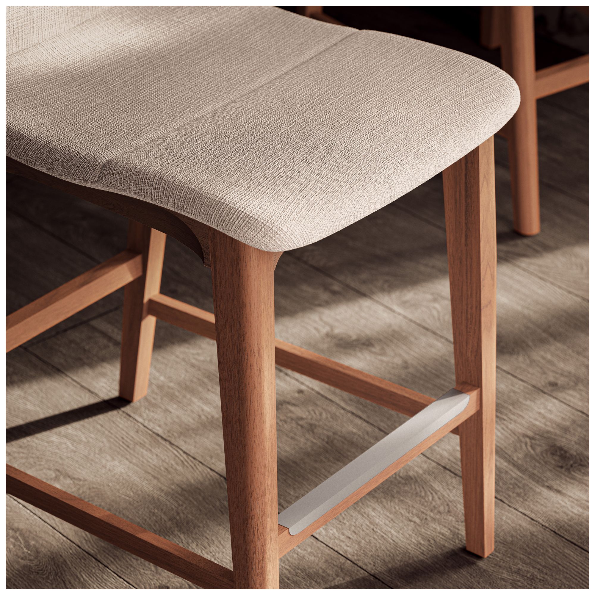 Modern Brazilian Godan 18" Wide Harvest Natural Counter Stool Domasco Frame