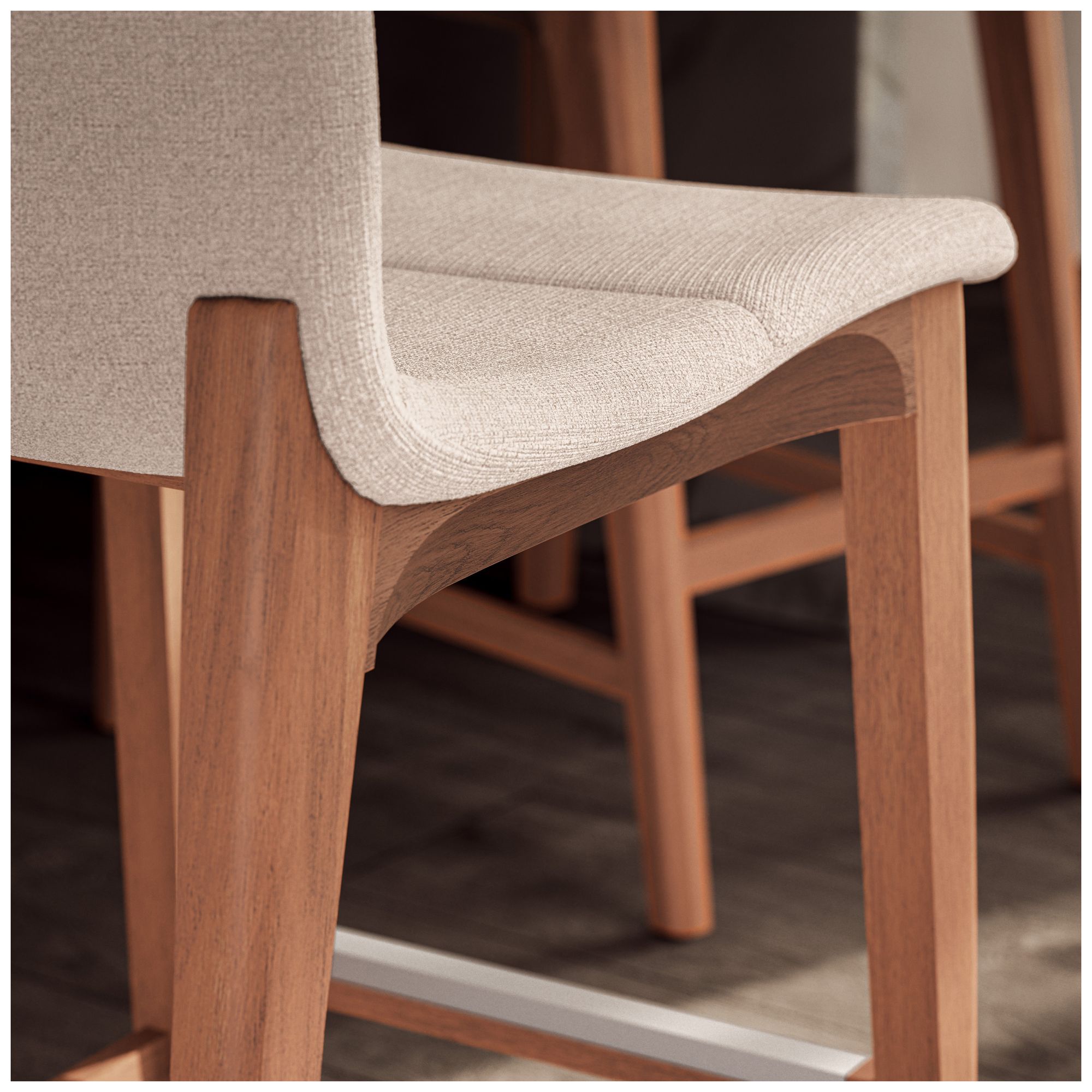 Modern Brazilian Godan 18" Wide Harvest Natural Counter Stool Domasco Frame