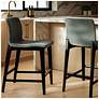Modern Brazilian Godan 18" Wide Jackpot Teal Counter Stool Ebano Frame