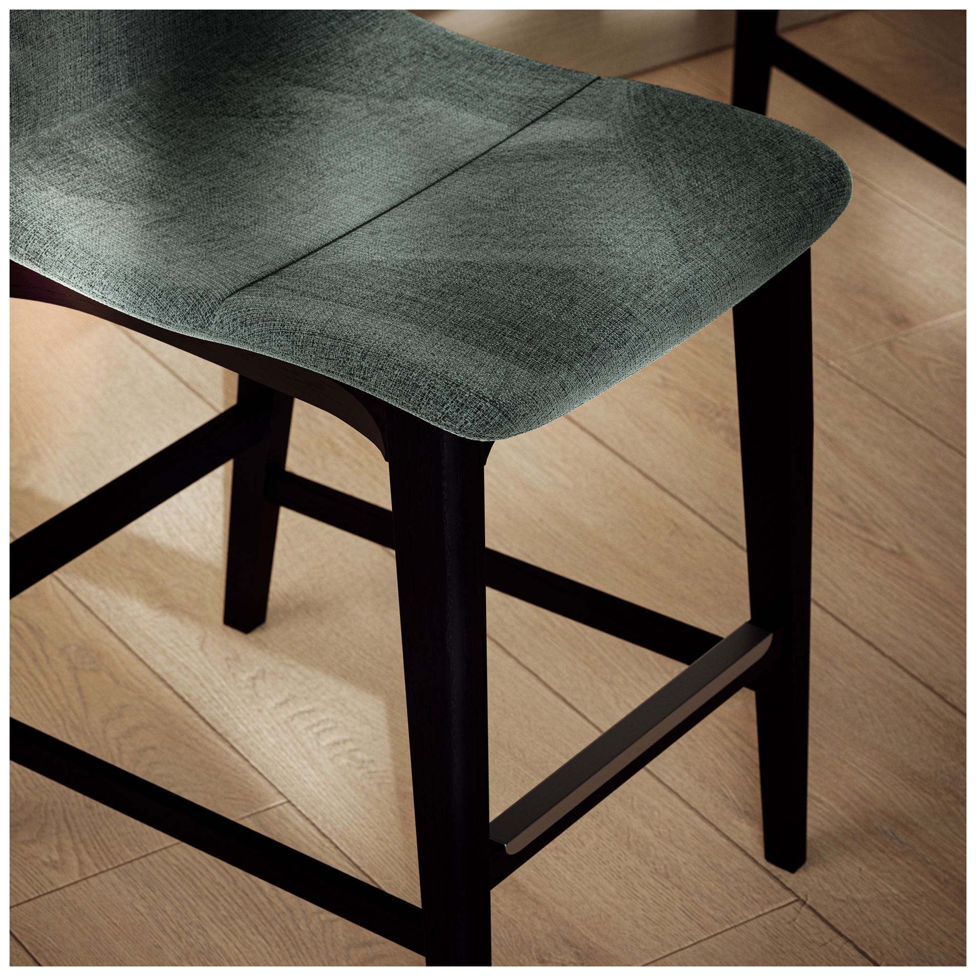 Modern Brazilian Godan 18" Wide Jackpot Teal Counter Stool Ebano Frame