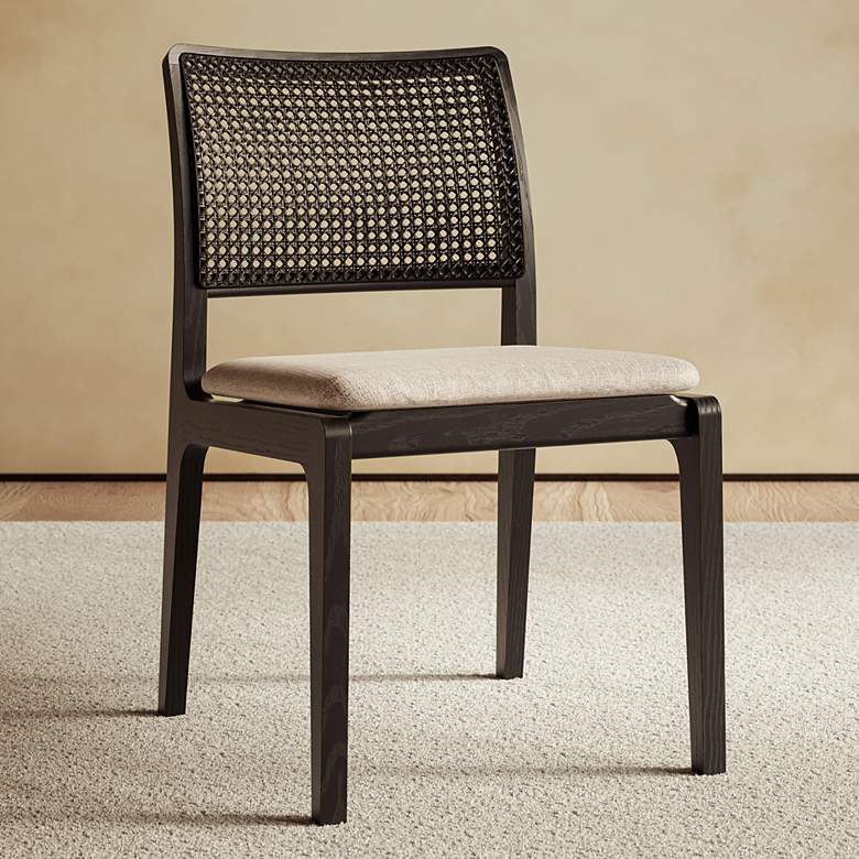 Image 1 Modern Brazilian Larissa 20" Wide Harvest Jute Dining Chair Ebano Frame