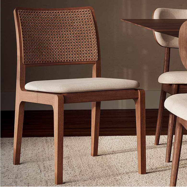 Image 1 Modern Brazilian Larissa 20" Wide Harvest Natural Dining Chair Nogal Frame