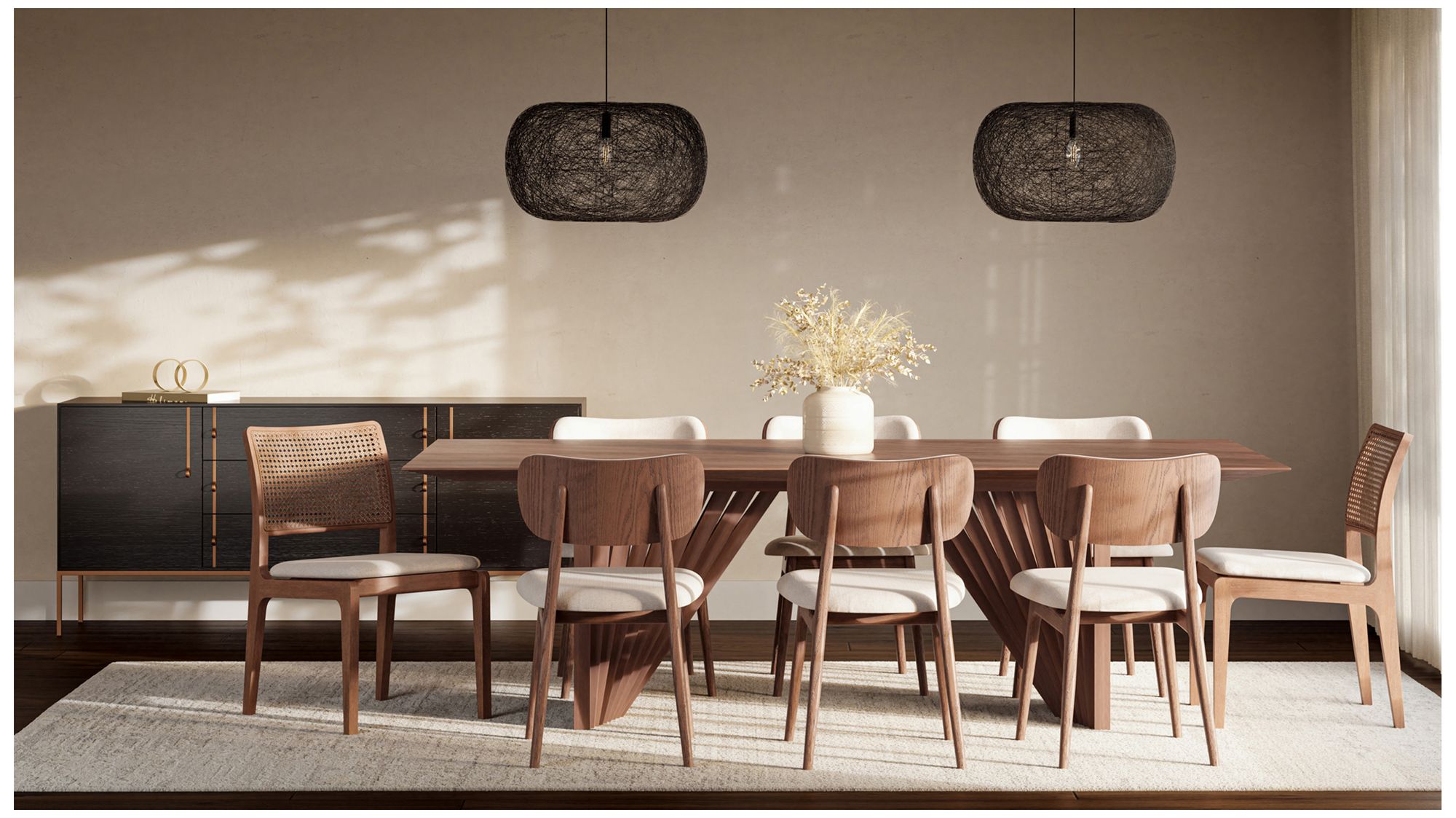 Modern Brazilian Larissa 20" Wide Harvest Natural Dining Chair Nogal Frame