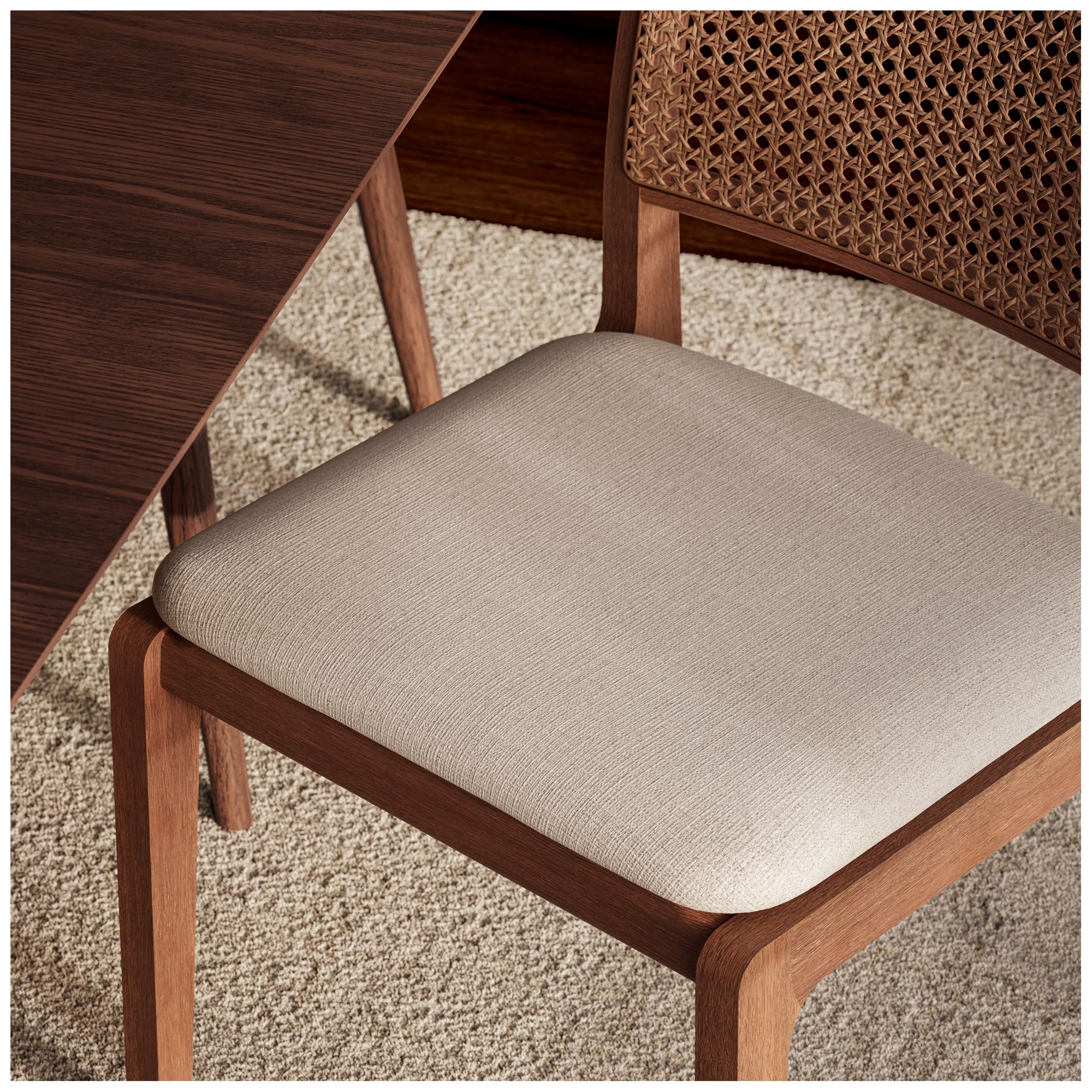 Modern Brazilian Larissa 20" Wide Harvest Natural Dining Chair Nogal Frame