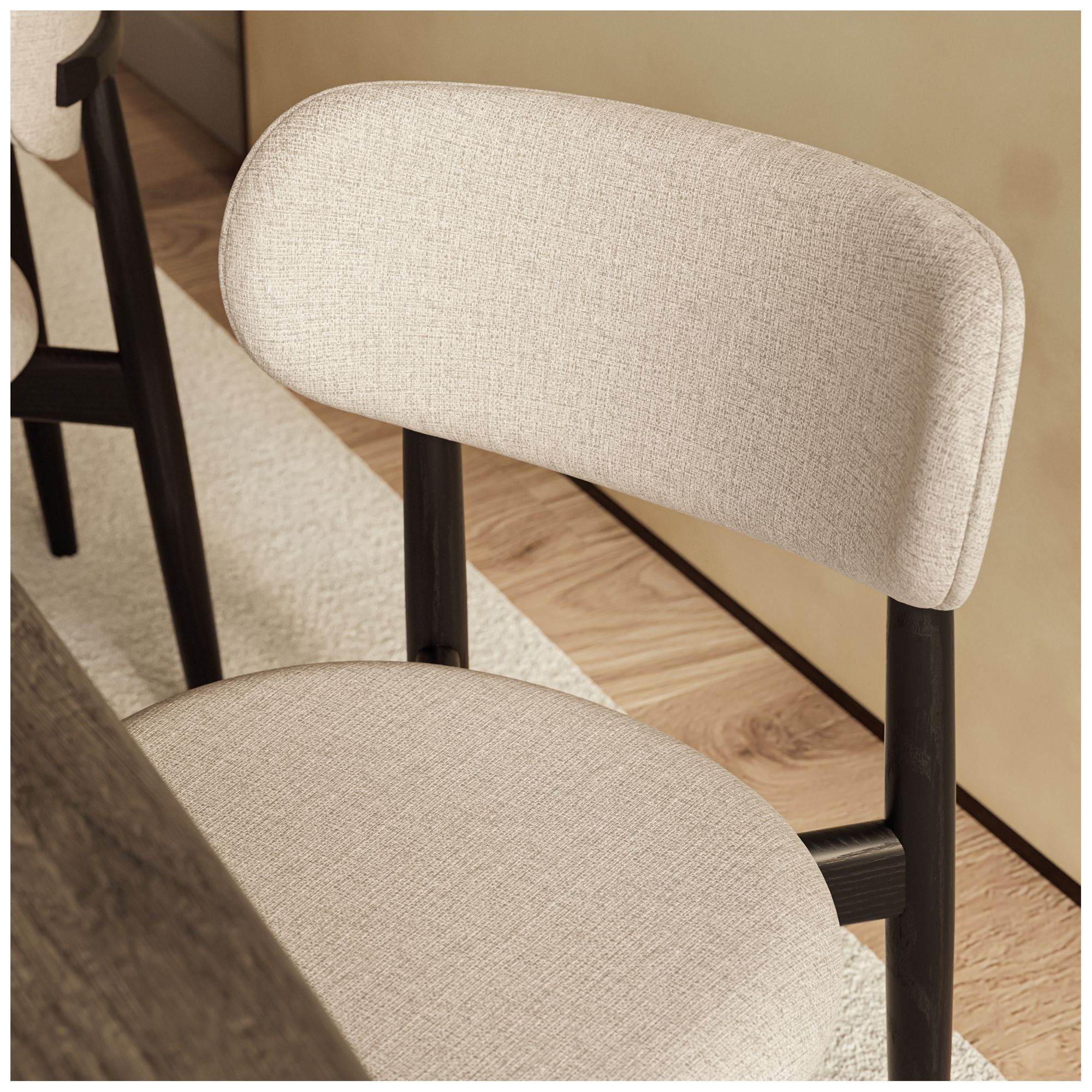 Modern Brazilian Lucia 20.8" Wide Harvest Jute Dining Chair Ebano Frame