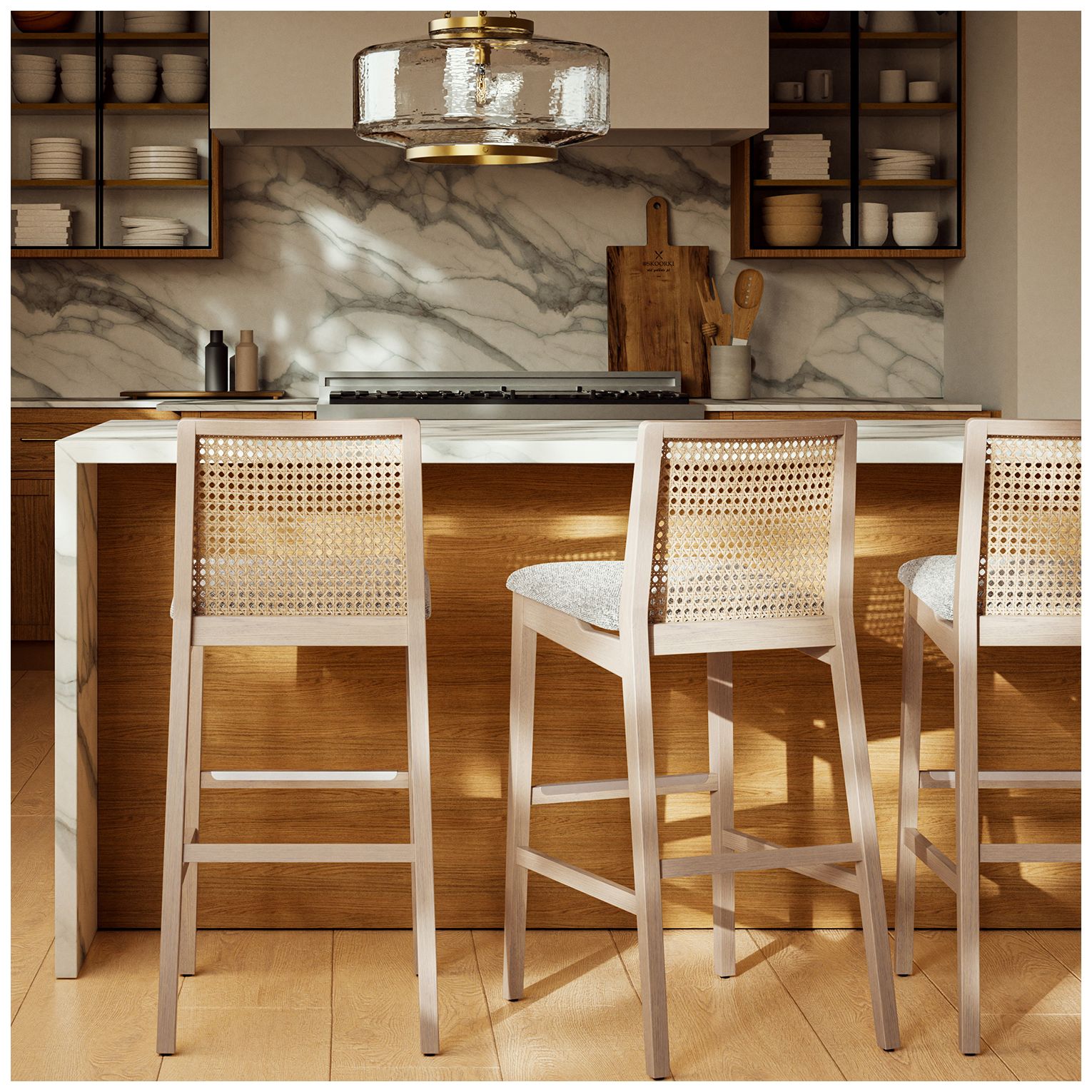 Image 6 Modern Brazilian Nardia 17.5"W Crafted Glaze Counter Stool Natural Frame more views