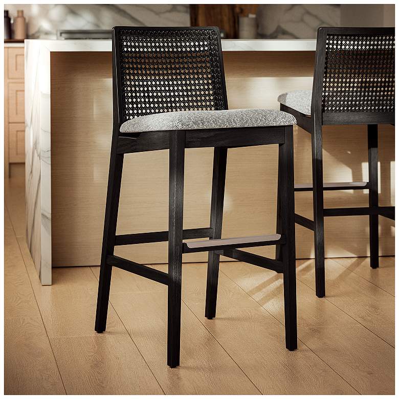 Image 1 Modern Brazilian Nardia 17.5" Wide Crafted Glaze Counter Stool Ebano Frame