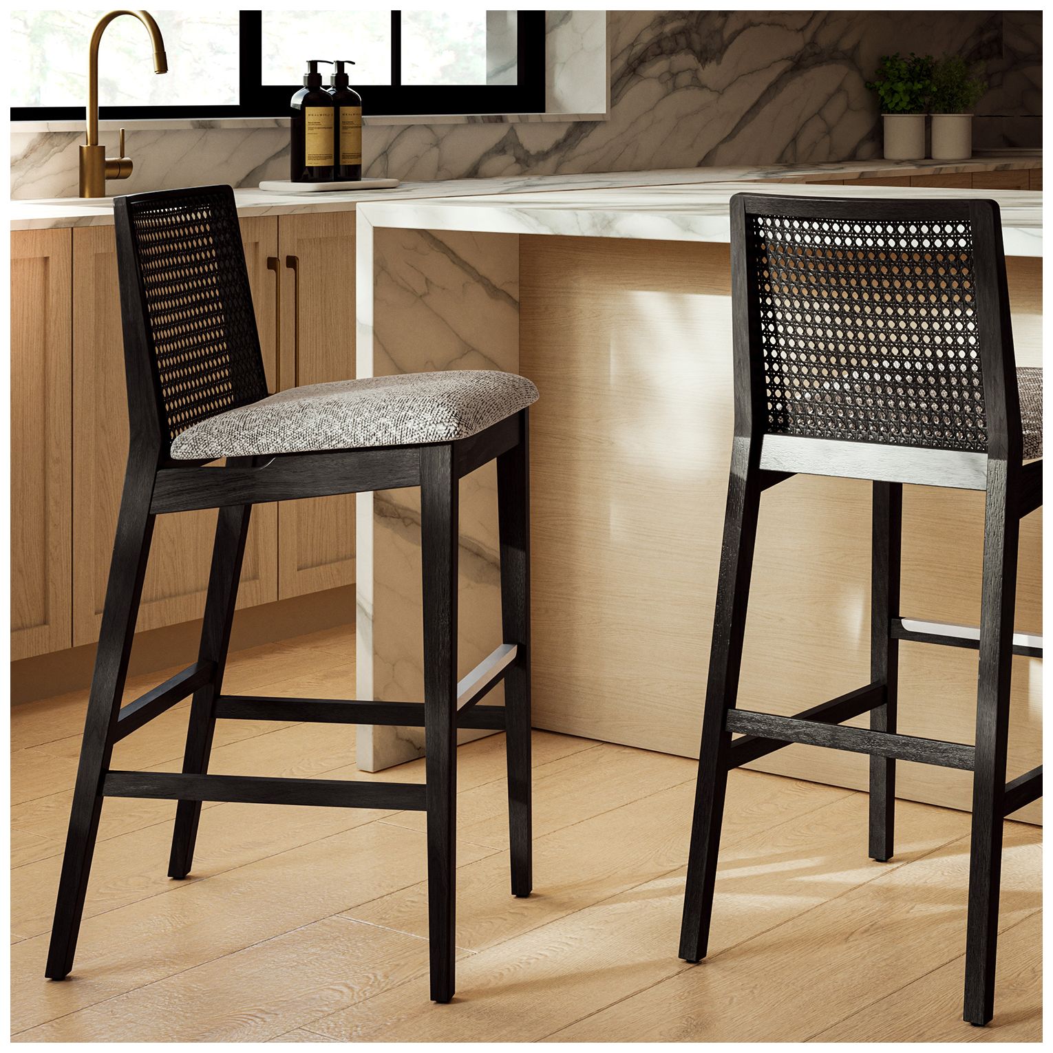 Modern Brazilian Nardia 17.5" Wide Crafted Glaze Counter Stool Ebano Frame