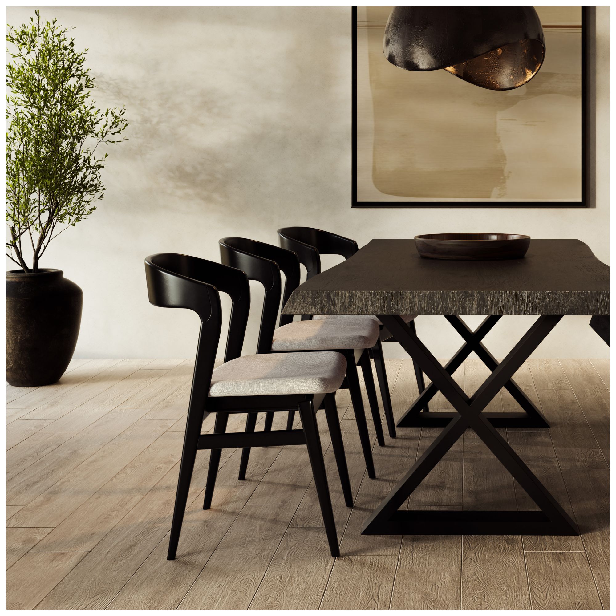 Modern Brazilian Velma 19" Wide Essence Grey Dining Chair Ebano Frame