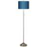 Modern Brushed Nickel Pull Chain Floor Lamp with Handcrafted Blue Shade