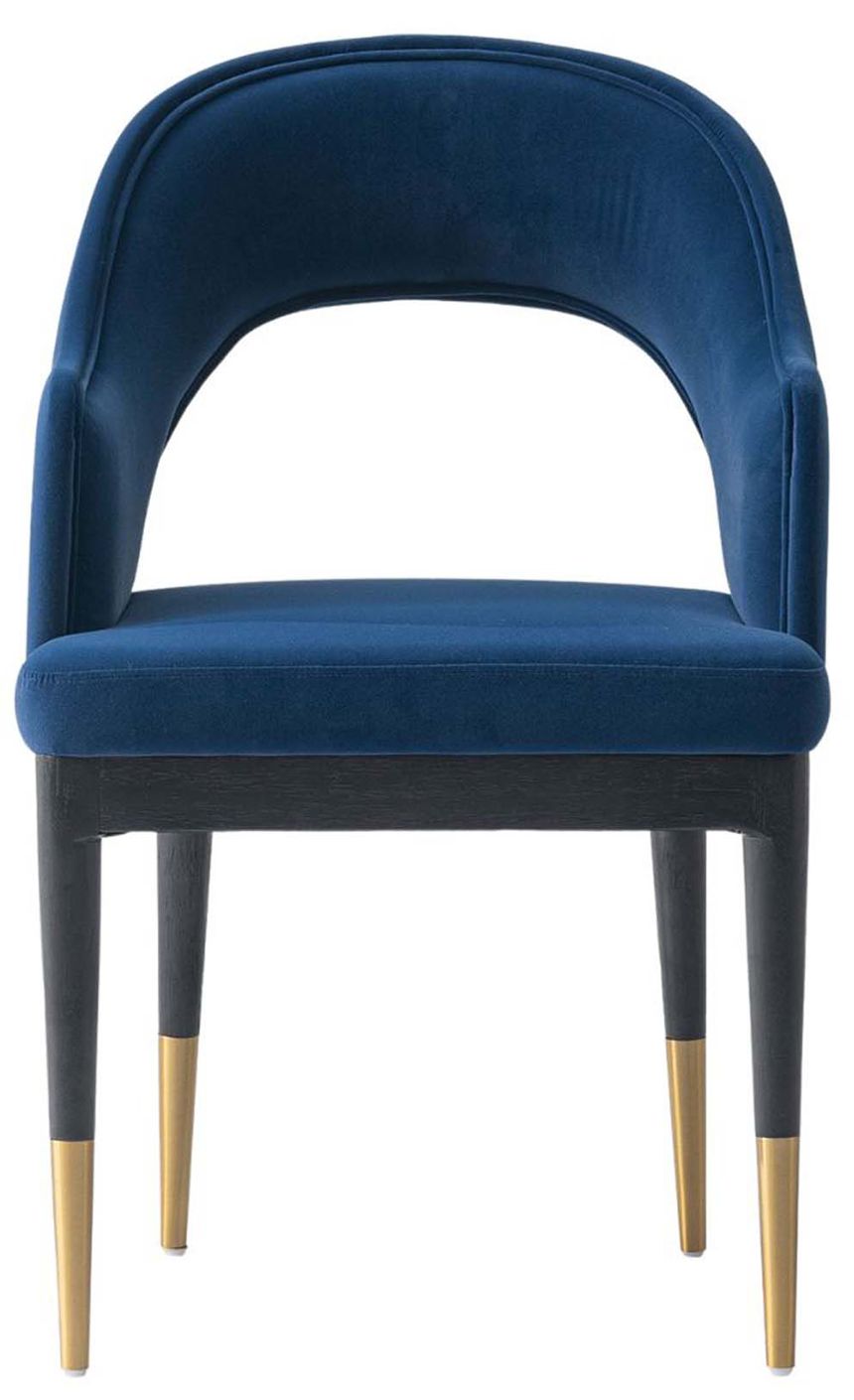 Image 2 Modern Carrington Velvet Dining Armchair in Midnight Blue - Set of 2 more views