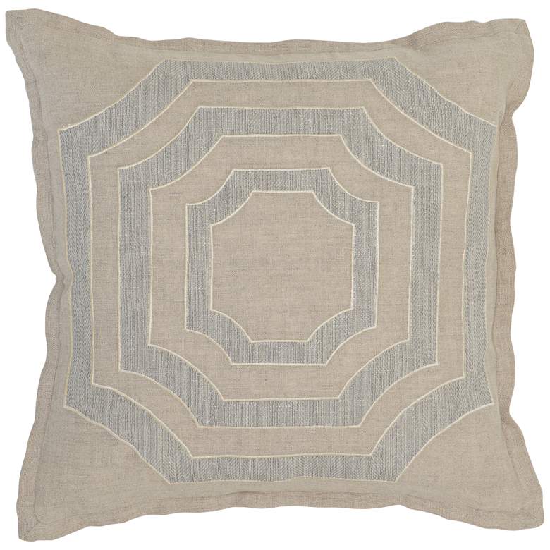 Image 1 Modern Chic 3-Tone Brown 18 inch Square Linen Accent Pillow