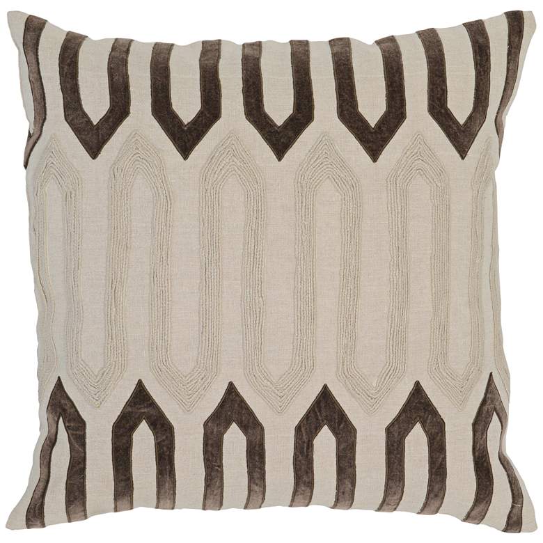 Image 1 Modern Chic Brown 22 inch Square 3-Tone Linen Accent Pillow