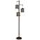 Modern Coastal 72" High 3-Light Bronze and Rattan Floor Lamp