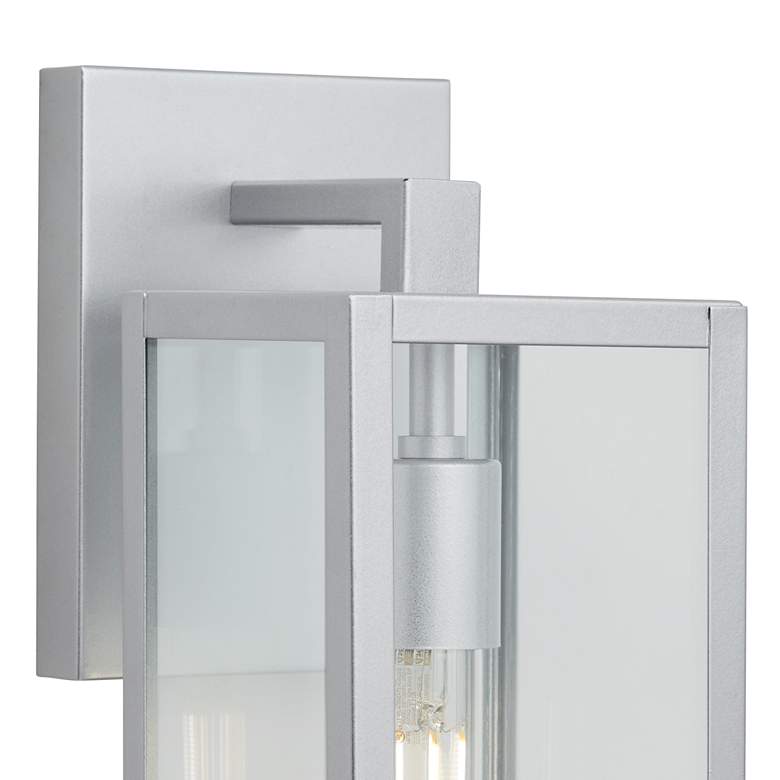 Image 2 Modern Cottage 14"H Clear Glass and Silver Outdoor Wall Light Set of 2 more views