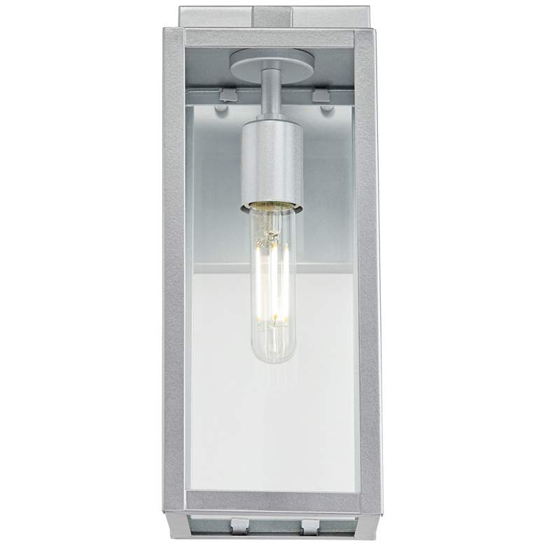 Image 4 Modern Cottage 14"H Clear Glass and Silver Outdoor Wall Light Set of 2 more views