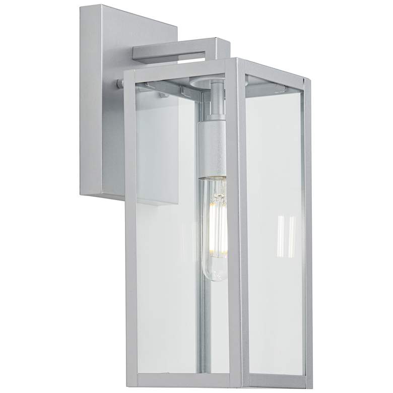 Image 6 Modern Cottage 14 inchH Clear Glass and Silver Outdoor Wall Light Set of 2 more views