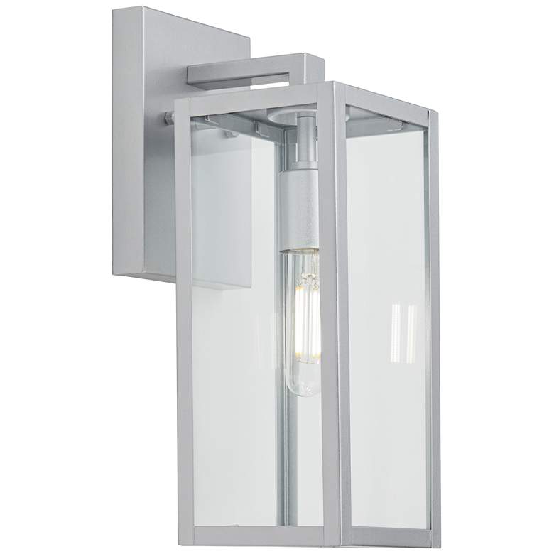 Image 6 Modern Cottage 14"H Clear Glass and Silver Outdoor Wall Light Set of 2 more views