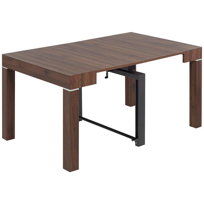 Modern Distressed Walnut 2-Leaf Extension Dining Table