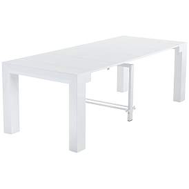 Image3 of Modern Distressed White 4-Leaf Extension Dining Table