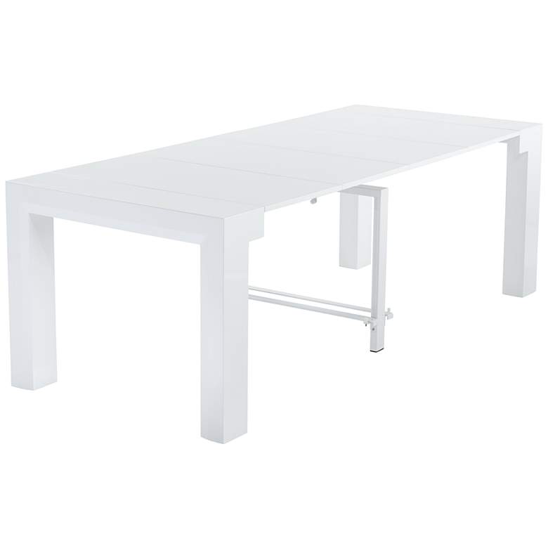 Image 3 Modern Distressed White 4-Leaf Extension Dining Table