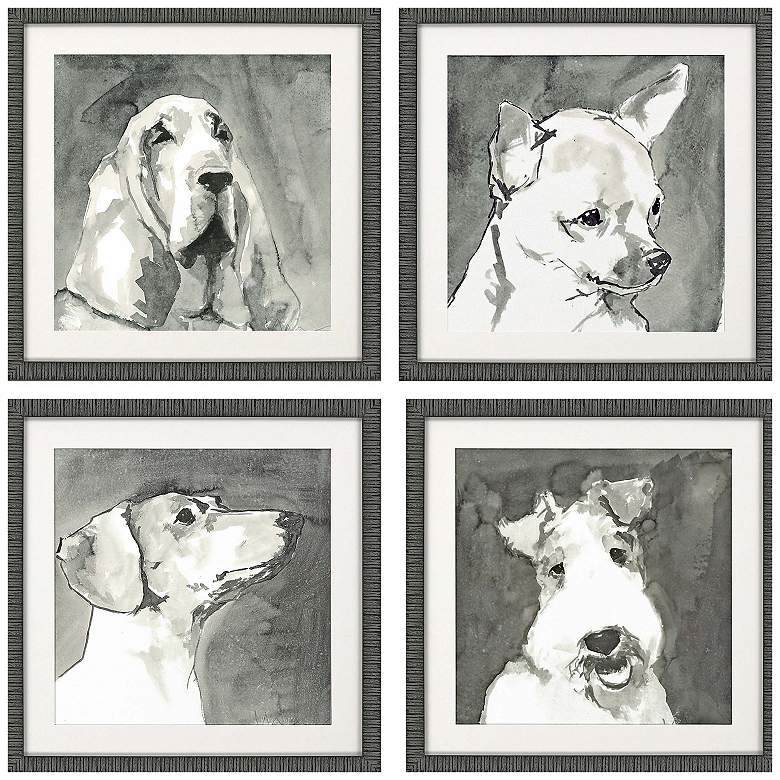 Image 1 Modern Dog 21"W x 21"H Framed Art Set of 4