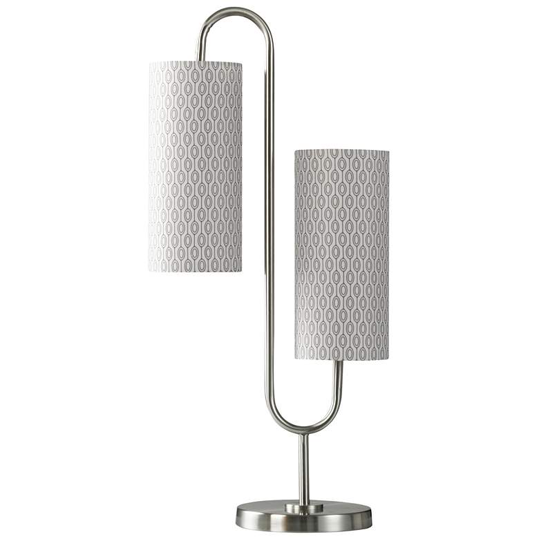 Image 1 Modern Double Curve 31 inch Brushed Steel Table Lamp With Patterned Shades
