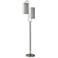 Modern Double Curve 67" Brushed Steel Floor Lamp With Patterned Shades