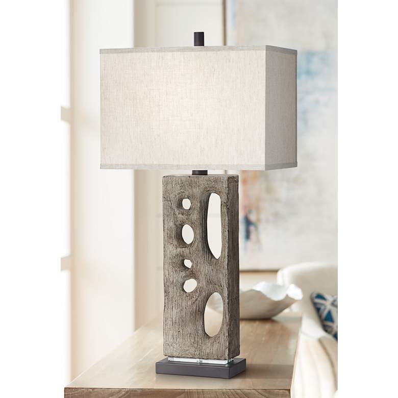 Image 1 Modern Driftwood 32 1/2" Textured Faux Wood Finish Table Lamp