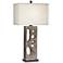 Modern Driftwood Table Lamp in Textured Wood Finish