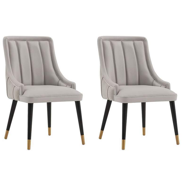 Image 1 Modern Eda Velvet and Leatherette Dining Chair in Grey- Set of 2