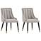 Modern Eda Velvet and Leatherette Dining Chair in Grey- Set of 2