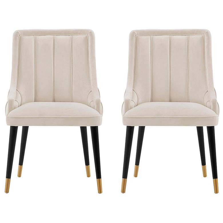 Image 1 Modern Eda Velvet Dining Chair in Midnight Cream- Set of 2