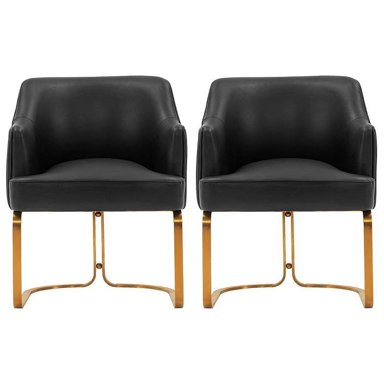 Image 1 Modern Edra Leatherette Dining Armchair in Black - Set of 2