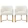Modern Edra Leatherette Dining Armchair in Cream - Set of 2