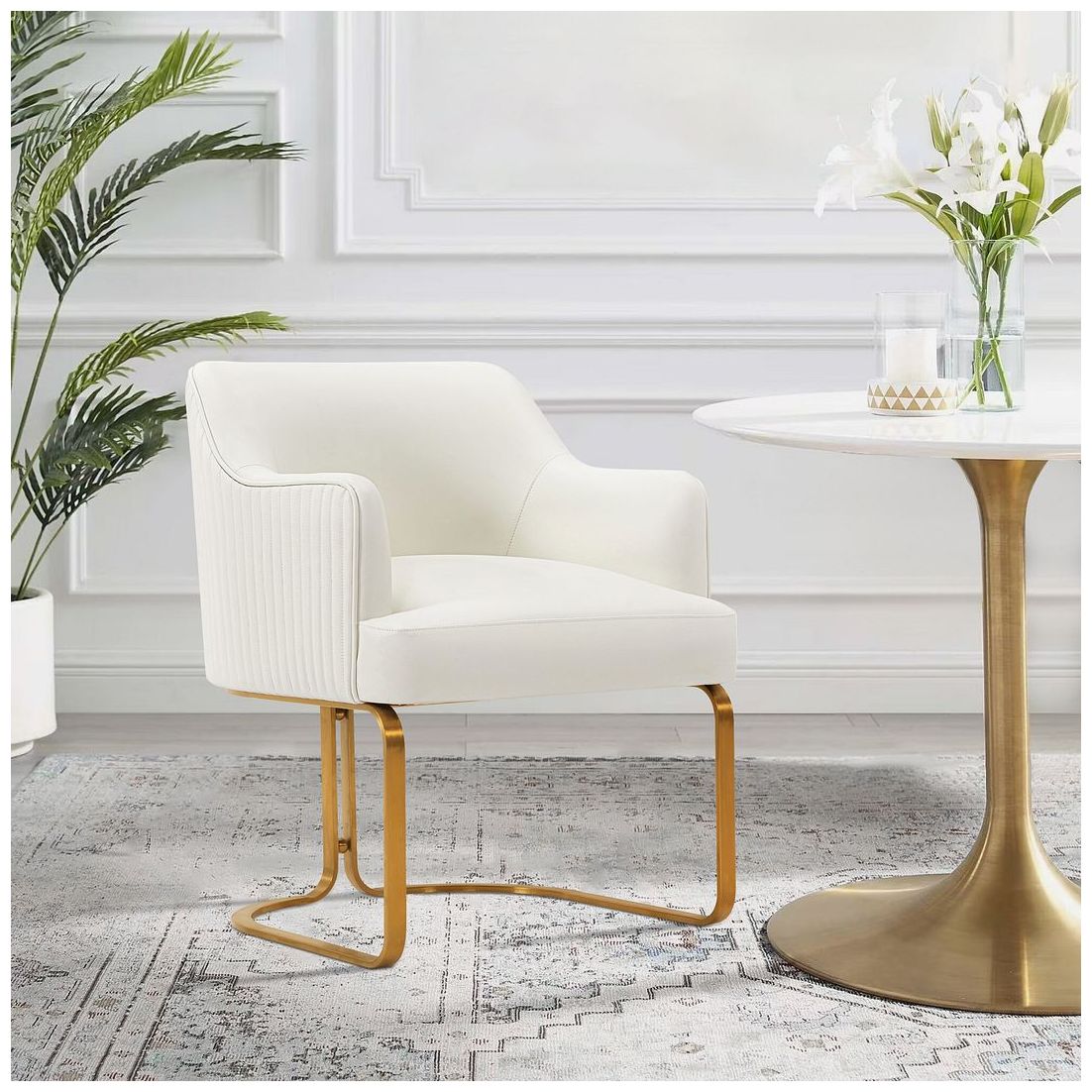Image 2 Modern Edra Leatherette  Dining Armchair in Cream more views