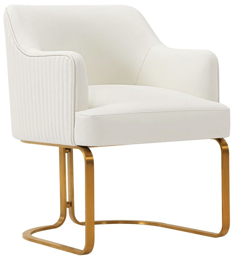 Modern Edra Leatherette  Dining Armchair in Cream