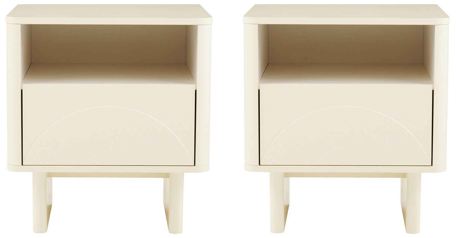 Image 2 Modern Ella Nightstand with 1 Full Extension Drawer in Cream- Set of 2