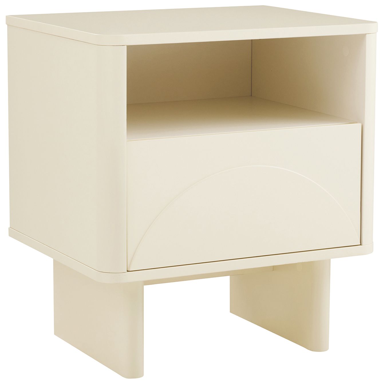 Image 7 Modern Ella Nightstand with 1 Full Extension Drawer in Cream- Set of 2 more views