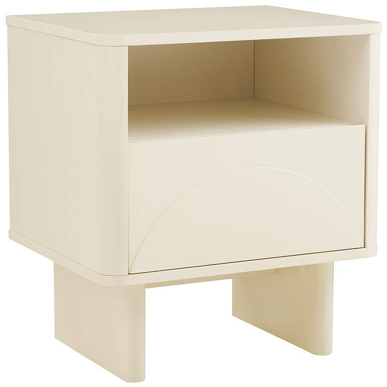 Image 7 Modern Ella Nightstand with 1 Full Extension Drawer in Cream more views