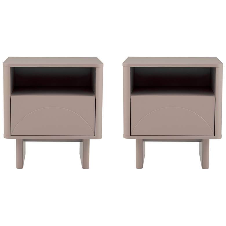 Image 2 Modern Ella Nightstand with 1 Full Extension Drawer in Mocha- Set of 2