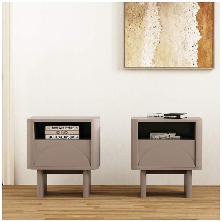 Image 1 Modern Ella Nightstand with 1 Full Extension Drawer in Mocha- Set of 2