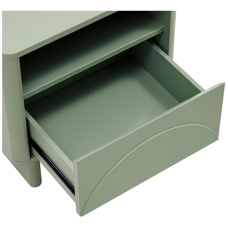 Image 5 Modern Ella Nightstand with 1 Full Extension Drawer in Sage Green more views