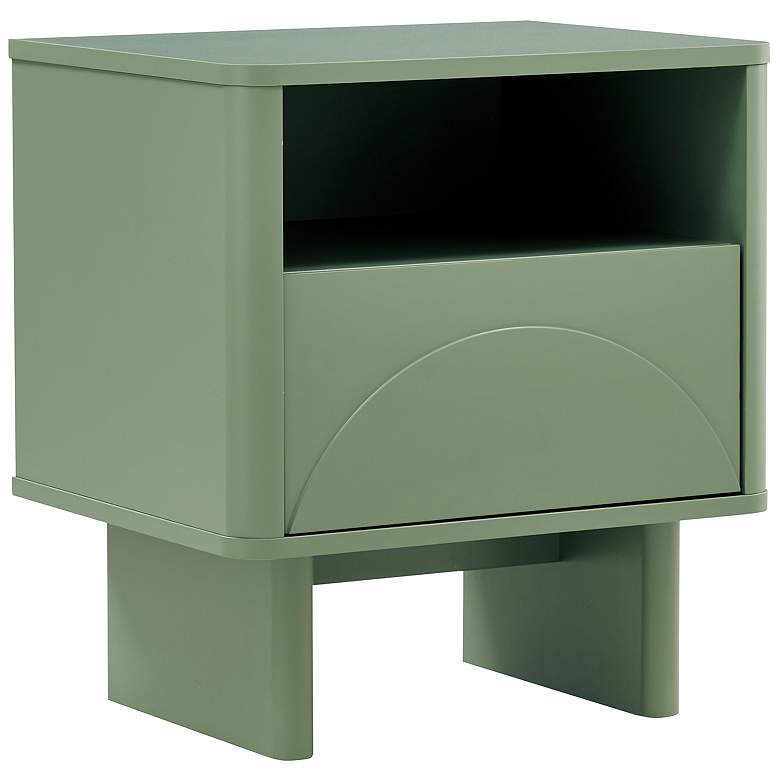 Image 6 Modern Ella Nightstand with 1 Full Extension Drawer in Sage Green more views