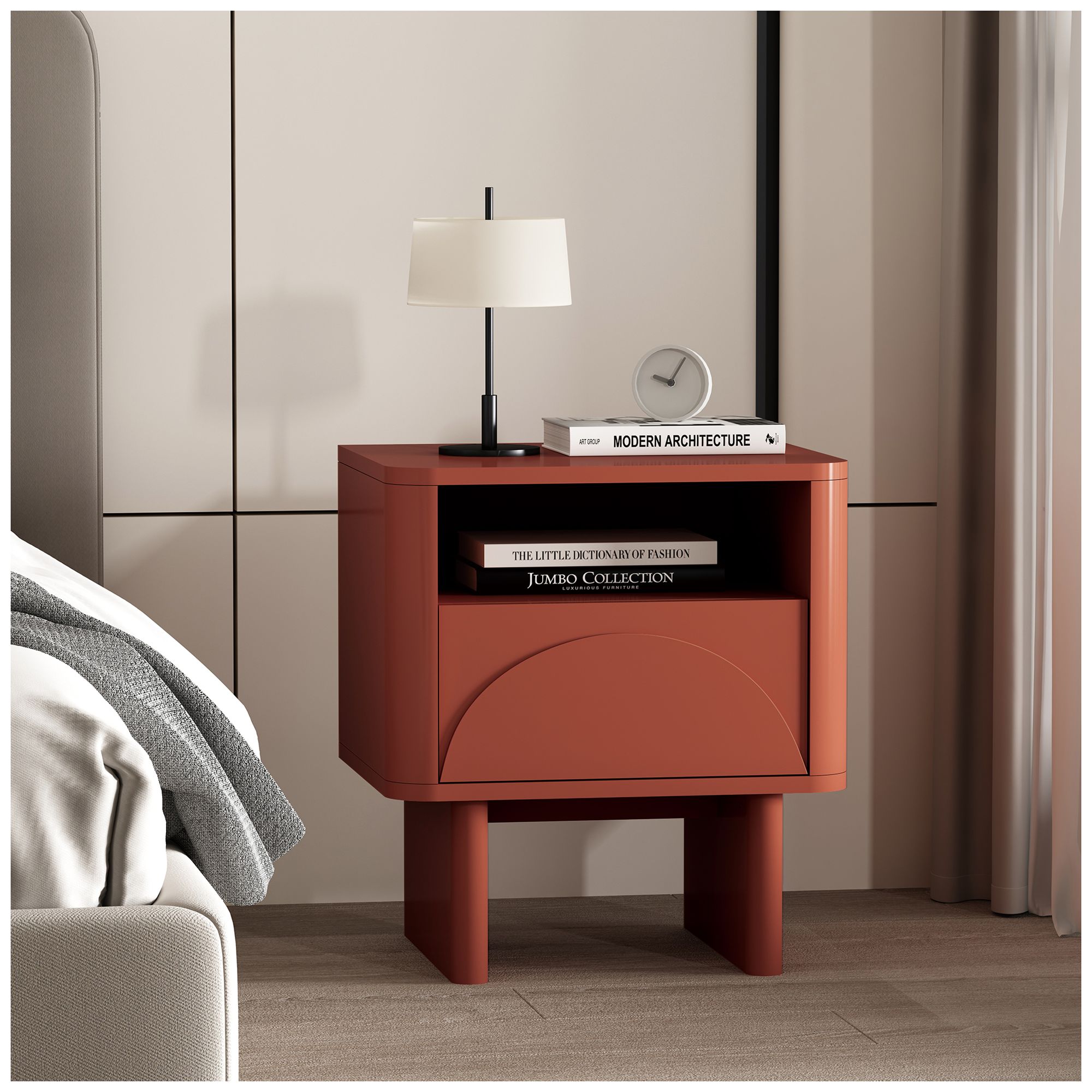 Thumbnail1 of Modern Ella Nightstand with 1 Full Extension Drawer in Terracotta