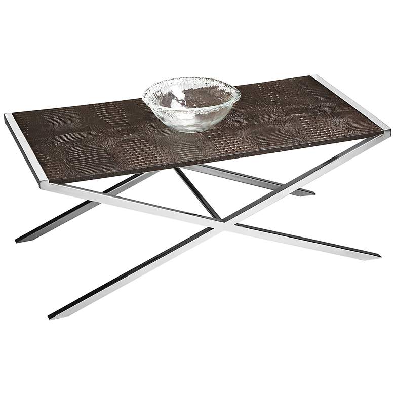 Image 1 Modern Expressions Crocodile Leather Cocktail Table