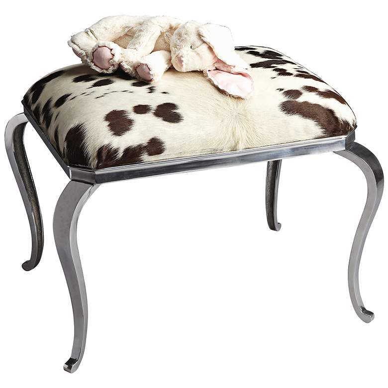 Image 1 Modern Expressions Nickel and Cowhide Ottoman