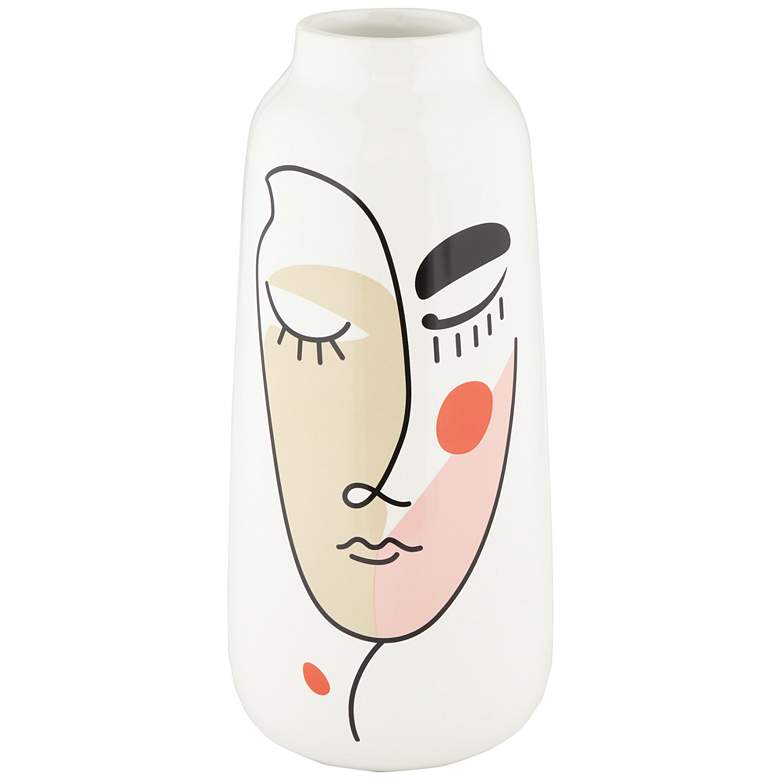 Image 1 Modern Face 10 1/2 inch High Multi-Color Dolomite Decorative Vase