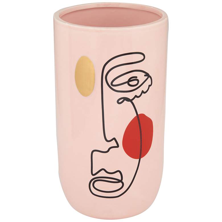 Image 2 Modern Face 8 3/4 inchH Pink and Black Dolomite Decorative Vase