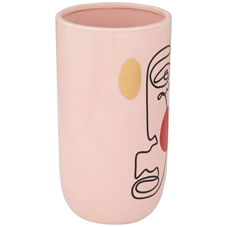 Image 4 Modern Face 8 3/4 inchH Pink and Black Dolomite Decorative Vase more views
